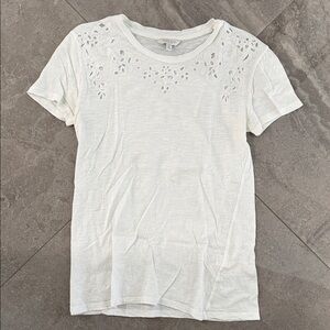 Lucky Brand White Eyelet Short Sleeve Tee